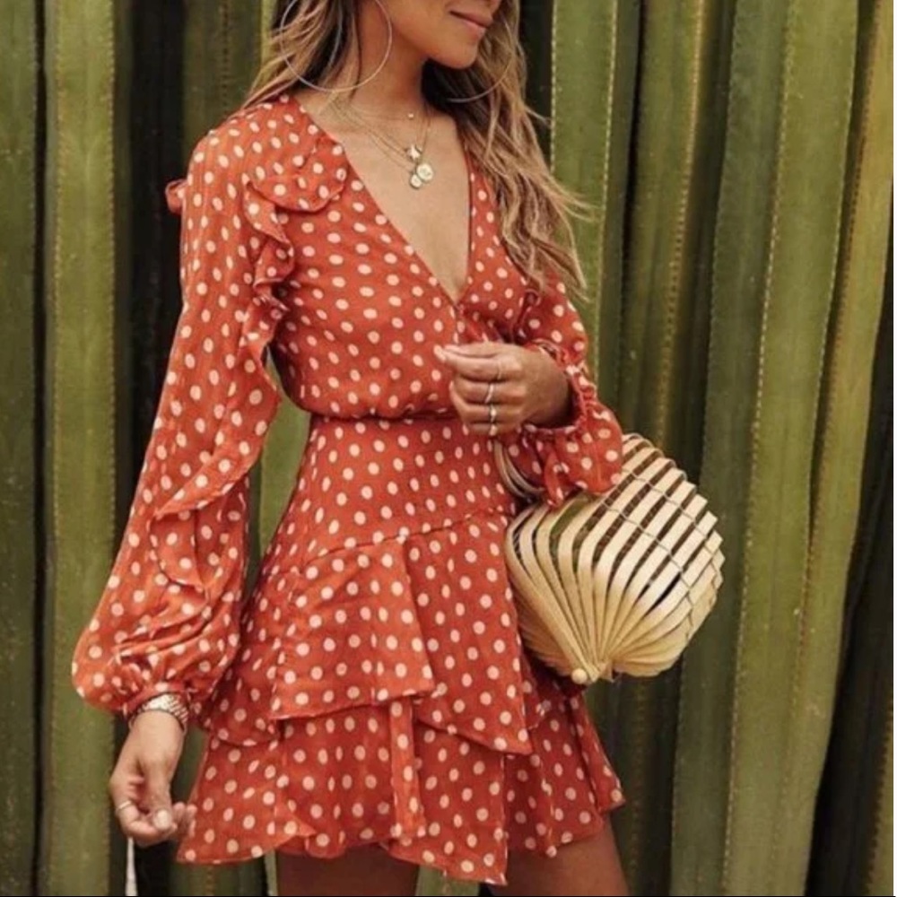 Longhorns Game day dress! La Maison Talulah mini ruffle dress size SMALL